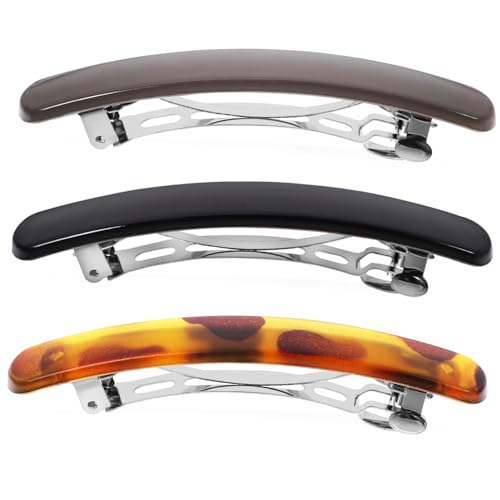 PartyKindom 3 Stück Modische Haarklammern Metall Haarspangen mit Federmechanismus Rutschfest für Feines Haar Damen Vielseitige Haarstyling Clips in Leopardenmuster Gelb Kaffee Schwarz von PartyKindom