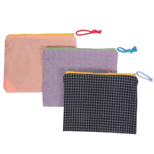 PartyKindom 3 Stück Multifunktionale Kosmetiktasche mit Reißverschluss Leicht und Tragbar Großer Innenraum Kariertes Design Vielseitig für Make up Schreibwaren Damen Reise Toiletry Bag in PartyKindom 3 Stück Multifunktionale Kosmetiktasche mit Reißverschluss Leicht und Tragbar Großer Innenraum Kariertes Design Vielseitig für Make up Schreibwaren Damen Reise Toiletry Bag in von PartyKindom