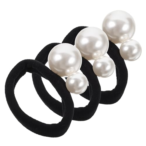 PartyKindom 3 Stück Perlen Haargummis Elastische Haarschmuck Ponytail Halter für Damen und Mädchen Stilvoll Haarband mit Nahtloser Perlenverzierung von PartyKindom