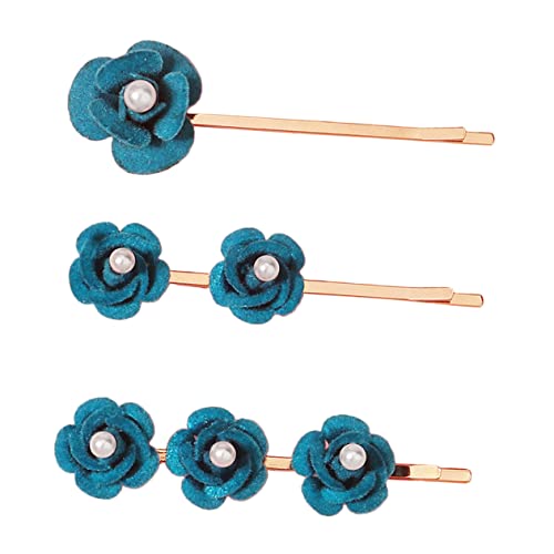 PartyKindom 3 Stück Rosen Haarspangen Vintage Blumen Haarschmuck Für Damen Hochzeits Haarclips Dekorative Haarnadeln Für Strandpartys Und Festlichkeiten Blau von PartyKindom
