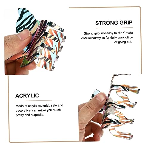 PartyKindom 3 Stück Teiliges Acryl Haarklammer mit Zebra Muster Rutschfest Langlebig Geometrisches Design Geeignet für Damen und Mädchen für Alltag Büro und Reisen Hält Dickes und Dünnes Haar von PartyKindom