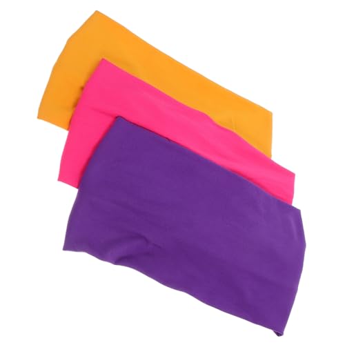 PartyKindom 3 Stück Teiliges Damen Sportstirnband Elastisch Breit Knoten Workout Yoga Haarband Schweißabsorbierend Modisch für Fitness und Alltag Gelb Lila von PartyKindom