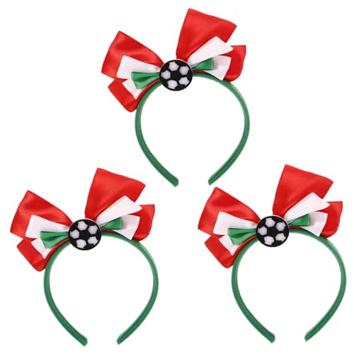 PartyKindom 3 Stück Teiliges Fußball Stirnband mit Grün Weiß Schmetterlingsknoten Sportliches Haarband für Fußballfans Partyzubehör für Fußball Events und Damen Fanartikel für Europapokal von PartyKindom