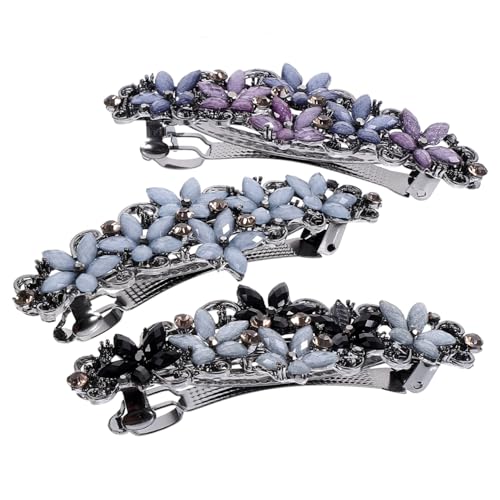 PartyKindom 3 Stück Teiliges Haarklammern mit Strassblumen Federnde Haarspangen für Frauen Fester Griff Modische Haarschmuck für Alltag Party Fotoshootings Vielseitig Kombinierbar von PartyKindom