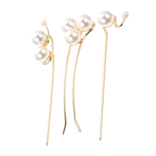 PartyKindom 3 Stück Teiliges Haarnadel mit Perlen Vintage Förmige Haarspangen Eleganter Haarschmuck für Damen Stabiler Haar Bun Halter für Alltag Hochzeit Party und Besondere Anlässe von PartyKindom