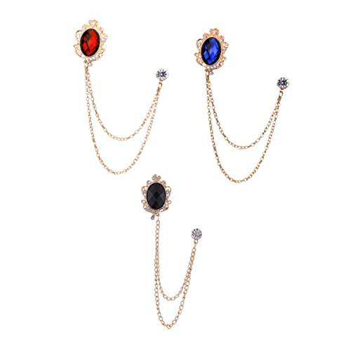 PartyKindom 3stücke Hängekettendolch Brosche Mit Edelstein Für Herren Kragen Kette Anstecknadel Brosche Reversnadel Für Herrenanzüge Geburtstag Jahrestag von PartyKindom