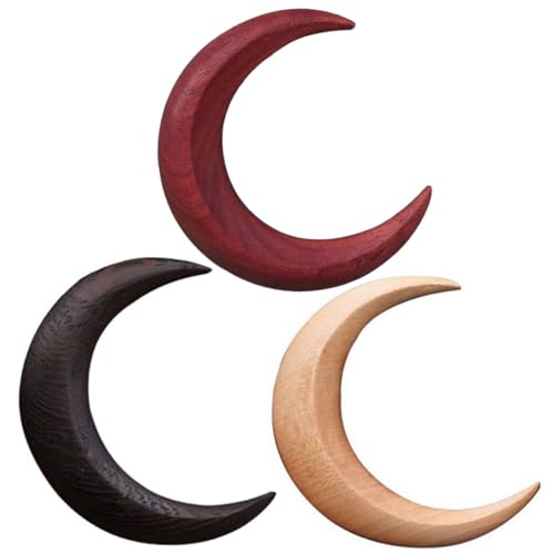 PartyKindom 3 Stück Teiliges Holz Haarstäbchen Mondförmig Polierte Oberfläche Langlebiges Haarschmuck Accessoire für Damen Kreative Mond Haarspange für Hochsteckfrisuren von PartyKindom