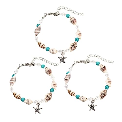 PartyKindom 3 Stück Teiliges Muschel Fußkettchen Damen Kreatives Strand Schmuck Armband mit Einzigartigem Shell Design Eleganter Langlebiger Knöchelreif für Geburtstag und PartyKindom 3 Stück Teiliges Muschel Fußkettchen Damen Kreatives Strand Schmuck Armband mit Einzigartigem Shell Design Eleganter Langlebiger Knöchelreif für Geburtstag und von PartyKindom