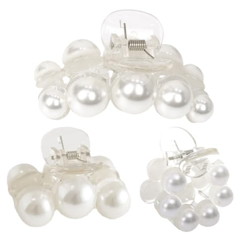 PartyKindom 3 Stück Teiliges Perlen haarklammer Transparente Französische Haarspangen Rutschfeste Haarklammern mit Eleganter Perlenverzierung Geeignet für Frauen und Mädchen Vielseitige von PartyKindom