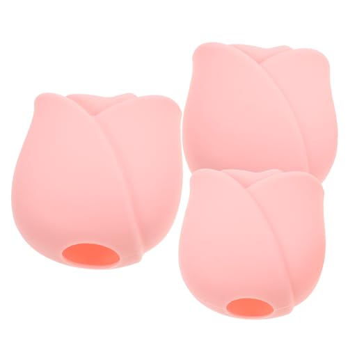 PartyKindom 3 Stück Teiliges Silikonbeschichtete Make Up Pinselhalter Reise Make Up Pinselhüllen und Schutz für Foundation Concealer Lidschatten Pinsel Rosa von PartyKindom