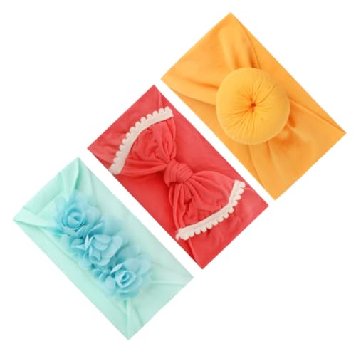 PartyKindom 3 Stück Teiliges Stirnband Set aus Weichem Elastischem Stoff mit Süßen Schleifen Chiffonblumen und Donut Design Angenehm Tragbar für Mädchen als Haarschmuck und Kopfbedeckung von PartyKindom