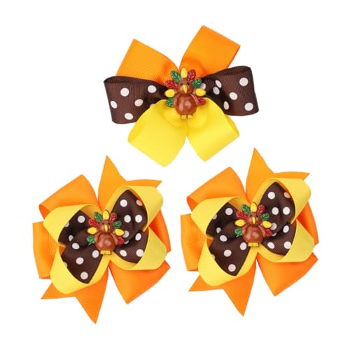 PartyKindom 3 Stück Teiliges Thanksgiving Haarschmuck für Mädchen Süße Truthahn Haarspangen mit Schleifen Langlebige Haarklammern für Festliche Erntedank Haaraccessoires in Braun mit Punkten von PartyKindom