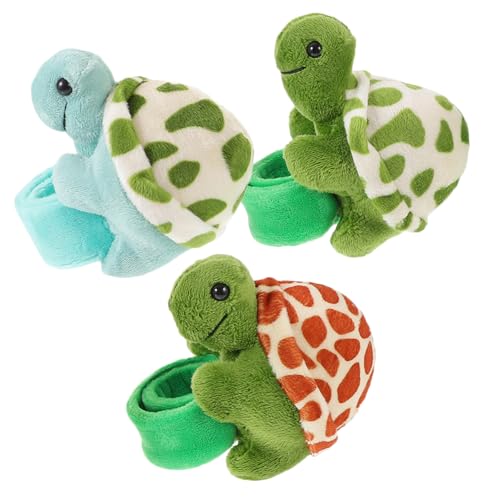 PartyKindom 3 Stück Teiliges Tier Schnapparmband mit Schildkröten Weiches Plüschmaterial Leichter Baumwollkern Bequemes Armband für Tiermotto Partys und Geburtstagsfeiern von PartyKindom