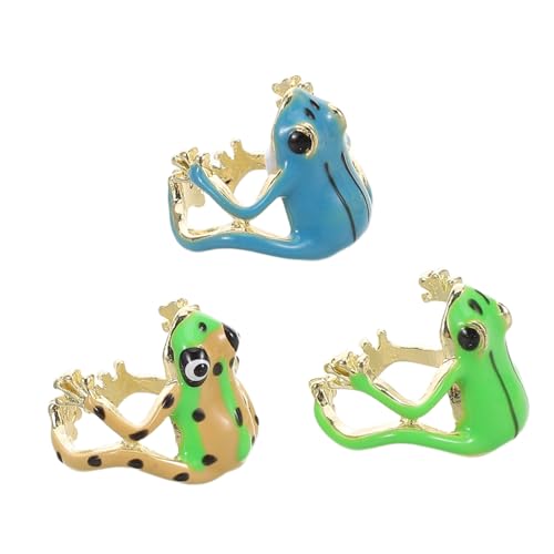 PartyKindom 3stücke Froschring Verstellbar Damen Naturschmuck Tierschmuck Tierringe Lustige Ringe Süße Ringe Schlichte Damenringe Vielseitige Offene Froschringe Schlichte Offene Froschringe von PartyKindom