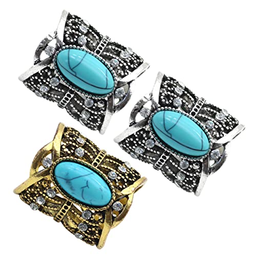 PartyKindom 3 Stück Teiliges Vintage Hohlschalring mit Strass Retro Schmuckschal Verschluss für Damen Robustes Legierungsmaterial für Seidenschals Tücher Strickjacken Vielseitig Einsetzbar von PartyKindom