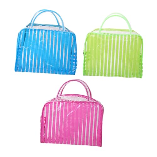 PartyKindom 3 Stück Transparente Kulturtasche Make up Organizer Große Reisetasche Für Frauen Durchsichtige Kosmetiktasche Mit Griff Strand Und Reiseutensilien von PartyKindom
