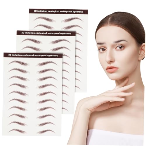 PartyKindom 3blätter Simulation Augenbrauen Aufkleber Wasserfest Augenbrauenformung Augenbrauen Transfer Aufkleber von PartyKindom