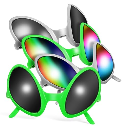 PartyKindom 4 Außerirdische Fun Brillen mit Holografischen und Grauen Gläsern Lustige Partybrillen für Cosplay Karneval Bühnenauftritte Unisex Auffällige Kostüm Accessoires PartyKindom 4 Außerirdische Fun Brillen mit Holografischen und Grauen Gläsern Lustige Partybrillen für Cosplay Karneval Bühnenauftritte Unisex Auffällige Kostüm Accessoires von PartyKindom