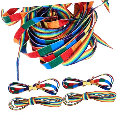 PartyKindom 4 Paare Bunte Regenbogen Schnürsenkel für Sportschuhe und Sneaker Flache Modische Schnürbänder Strapazierfähig und Passend für Damen und Herren Stylisches Accessoire PartyKindom 4 Paare Bunte Regenbogen Schnürsenkel für Sportschuhe und Sneaker Flache Modische Schnürbänder Strapazierfähig und Passend für Damen und Herren Stylisches Accessoire von PartyKindom