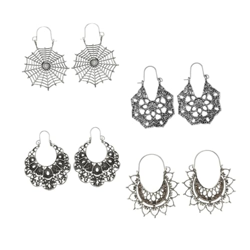 PartyKindom 4 Paare Fächerförmige Ohrstecker Silberfarbene Halbkreis Designs Kreative Ohrdekoration Damen Schmuck für Alltag Party Hochzeit Ohrstecker Geschenkidee von PartyKindom