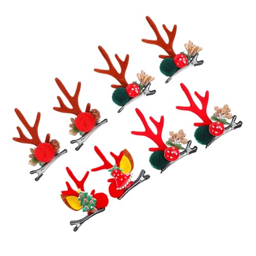 PartyKindom 4 Paare Weihnachts haarspangen Rentiergeweih Haarschmuck Party Dekoration für Mädchen Festliche Haarklammern Handgefertigt Langlebig Sicher Vielseitig Verwendbar von PartyKindom