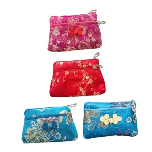 PartyKindom 4 STÜCKE Teiliges Seiden Zipper Portemonnaie Kompakter gewebter Geldbeutel mit Großem Fassungsvermögen Langlebig und Stilvoll Vielseitig für Alltag und Party Zufällige Farbe von PartyKindom