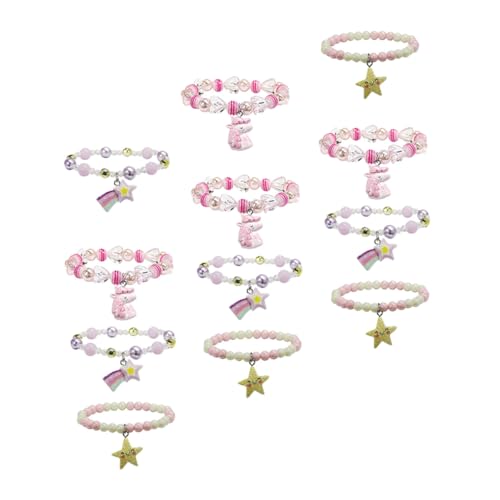 PartyKindom 4 Sätze Elastische Kinderarmbänder aus Kunststoff Verstellbare Perlenarmbänder für Mädchen Langlebiger Schmuck Geschenk und Partygeschenk für Geeignet für Verschiedene von PartyKindom