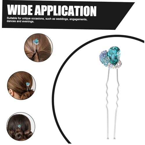 PartyKindom 4 Stck Rhinestone Haarnadeln U förmig Braut Haarschmuck für Frauen Hochzeit Dutt Zubehör Blau Eleganter Strass Haarnadel Schmuck für Besondere Anlässe von PartyKindom