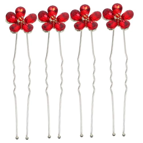 PartyKindom 4 Stck Teiliges U Förmiges Braut Haarspangen mit Blumen Design Haarnadeln mit Funkelnden Strasssteinen Hochzeits Haarschmuck für Damen und Bräute Stabil und Dekorativ von PartyKindom