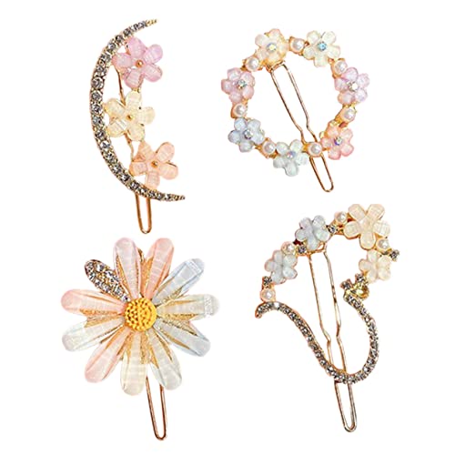 PartyKindom 4Stücke Blumen Haarspangen Strass Haarnadeln für Mädchen Haarklammern Leichte und Hautfreundliche Haarschmuck Accessoires von PartyKindom