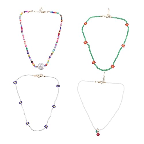 PartyKindom 4 Stück Boho Beaded Choker Halskette für Teenager Mädchen Teiliges mit Bunten Perlen für Strand und Freizeitaktivitäten für und Partys von PartyKindom