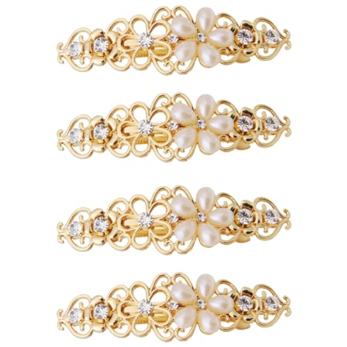 PartyKindom 4 Stück Damen Haarschmuck Pack Perlen Haarspangen mit Strass für Eleganten Look Geeignet für Haartypen als für Mutter Freundin oder Hochzeit von PartyKindom