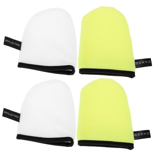 PartyKindom 4 Stück Doppelseitige Gesichtshandschuhe Weiche Waschbare Makeup Entferner Handschuhe für Frauen Sanfte Schwer Erreichbarer Gesichtspartien Langlebige Mikrofaser Zufällige Farbe von PartyKindom