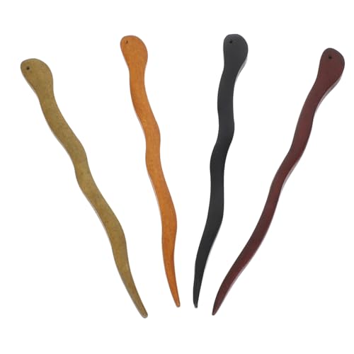 PartyKindom 4stücke Holzhaarstäbchen Für Frauen Chinesische Haarstäbe Haarknoten-accessoires Haarstyling-accessoires Essstäbchen Für Haare Vintage-haarstäbe Haarnadel Für Brötchen von PartyKindom