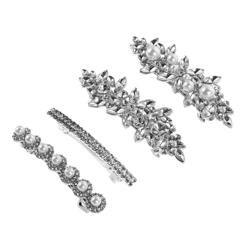 PartyKindom 4 Stück Haarspangen Für Hochzeiten Kunstperlen Haarspangen Kopfbedeckungen Für Hochzeiten Glitzernde Für Frauen Braut Strass Pferdeschwanzhalter von PartyKindom
