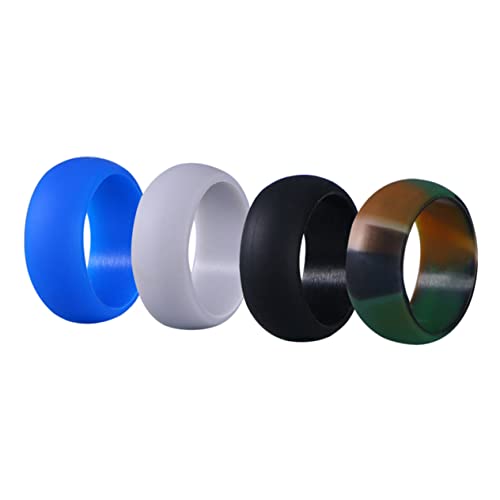 PartyKindom 4stücke Silikonring Für Männer Silikon-ehering Geeignet Für Sport Und Tägliche Tragen Schwarz Camouflage Und Blau von PartyKindom