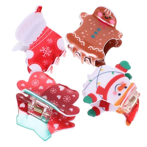 PartyKindom 4 Stück Kleine Haarklammern Weihnachts Haarkrallen für Frauen Rutschfeste Langlebige Haarspangen zum Fixieren bei Make Up Kochen Sport und Festlichen Anlässen von PartyKindom