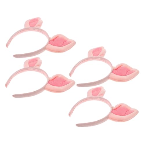 PartyKindom 4Stücke Teiliges Plüsch Schweineohren Haarband für Junge Mädchen Süßes Tierkopfband für Cosplay Halloween-party Pflege und Alltag Elastisches und Bequemes Design für Haararten von PartyKindom