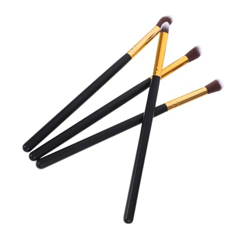 PartyKindom 4 Stück Make Up Pinselset Teilig Lidschatten Pinsel Schminkpinsel Set Weiche Borsten Schwarz Gold Tragbar Kosmetik Werkzeug für Augen Make Up Verblenden Foundation Blush von PartyKindom