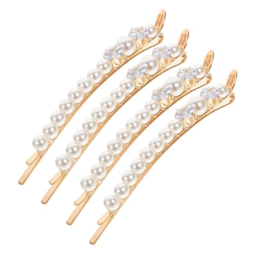 PartyKindom 4 Stück Modische Perlen Haarspangen mit Strass Sichere Haarnadeln für Damen Vielseitig zum Fixieren von Ponyfransen und Haaransatz Haarschmuck accessoires für Hochzeit Party und von PartyKindom