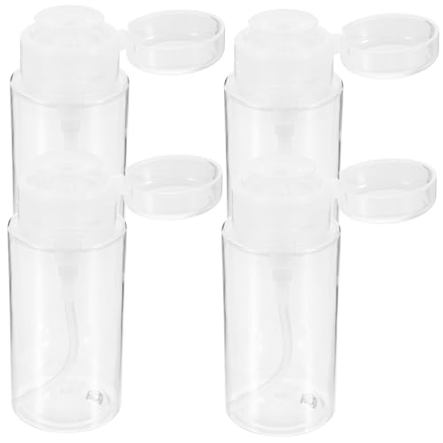 PartyKindom 4 Stück Nagellackentferner Pumpspender aus Langlebigem Pet Transparente Kunststoffflaschen für Make Up Entferner Toner und Kosmetikflüssigkeiten Praktische Nachfüllbehälter von PartyKindom