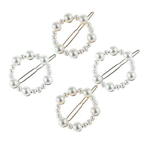 PartyKindom 4 Stück Perlen Haarspangen für Damen Teiliges Gold und Silber Runde Haarklammern Haaraccessoires für von PartyKindom