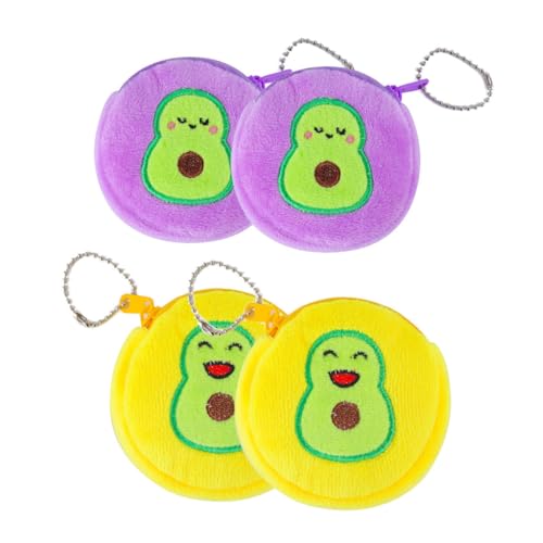 PartyKindom 4 Stück Plüsch Münzbeutel mit Niedlichem Avocado Design Kleine Ohrhörer Aufbewahrungstasche für Erwachsene Leichte Tragbare Geldbörse für Kleingeld Schlüssel und Earphone Storage von PartyKindom