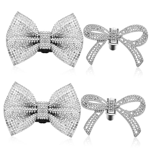 PartyKindom 4 Stück Strass Schleifen Schuhclips Metall Schuhanhänger für Damen Pumps Flats High Heels Eleganter Damenschmuck Vielseitig für Festliche Anlässe und Alltag von PartyKindom