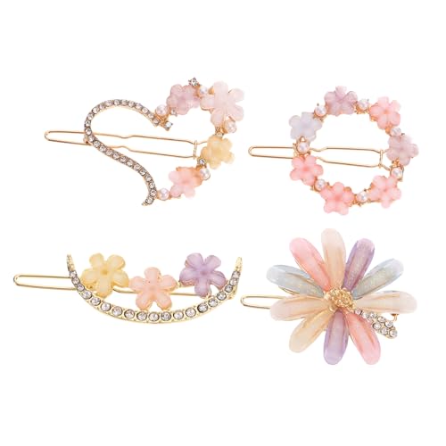 PartyKindom 4 Stück Teiliges Blumen Haarnadeln aus Metall mit Kristallverzierung Damen Haarspangen für Alltag und Festliche Anlässe Vielseitige Blüten Haarclips für Mädchen und Frauen von PartyKindom
