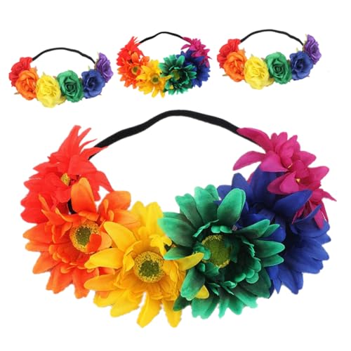 PartyKindom 4 Stück Teiliges Bunte Blumenstirnbänder Eleganter Brautschmuck Zarte Haarschmuck accessoires für Hochzeit Festliche Kopfbedeckung für Braut und Blumenmädchen von PartyKindom