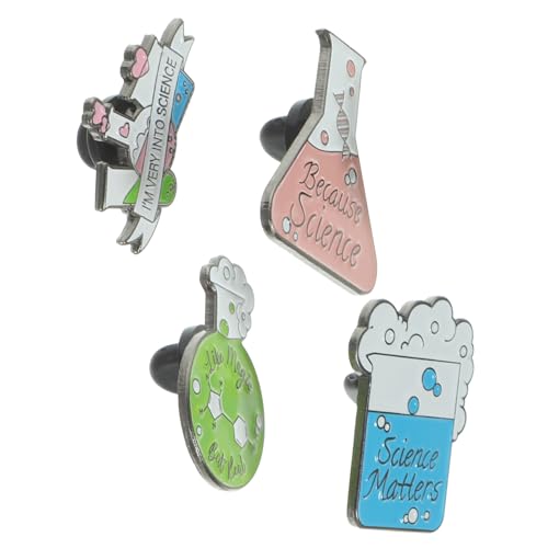 PartyKindom 4 Stück Teiliges Chemisches Reagenzglas Broschen Dekorative Anstecknadeln Langlebiger Legierung Sicher für Kleidung Vielseitig für Kleidung Taschen Schals für Chemielehrer und von PartyKindom