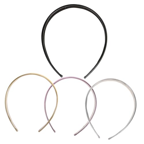 PartyKindom 4 Stück Teiliges Damen Haarband Farbige Glänzende Imitat Leder Haarreifen in Silber Pinkviolett Champagner und Schwarz Vielseitiges Langlebiges und Einfach zu Kombinierendes von PartyKindom