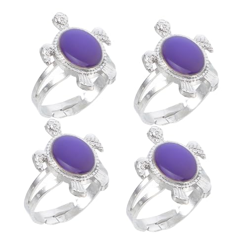 PartyKindom 4 Stück Teiliges Farbwechsel Schildkröte Unisex Emotion Ring Thermochromer Gefühlsring für Damen und Herren Modisches Schmuckgeschenk von PartyKindom