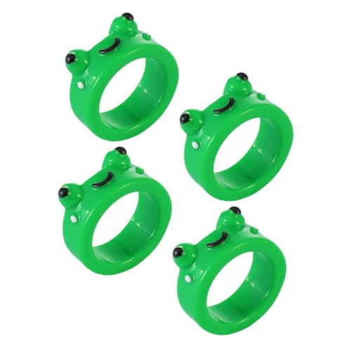 PartyKindom 4 Stück Teiliges Frosch Fingerring aus Leichtem Harz Kindgerechte Cartoon Ringe in Grün Sichere und Niedliche Sommer Schmuckstücke für Mädchen für Alltag und Festlichkeiten von PartyKindom
